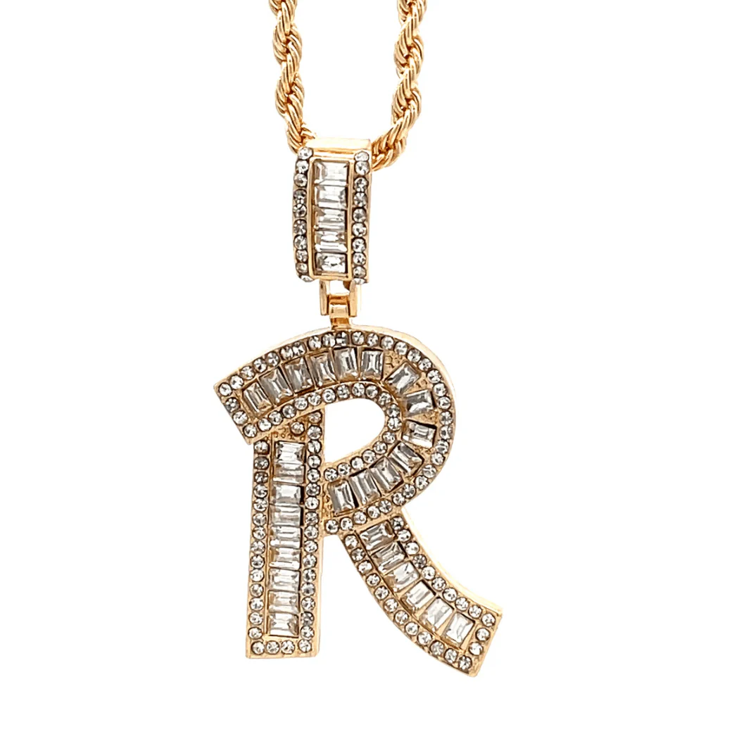 The One Jewelry Baguette Initial Necklace - Letter Pendant - Image 8