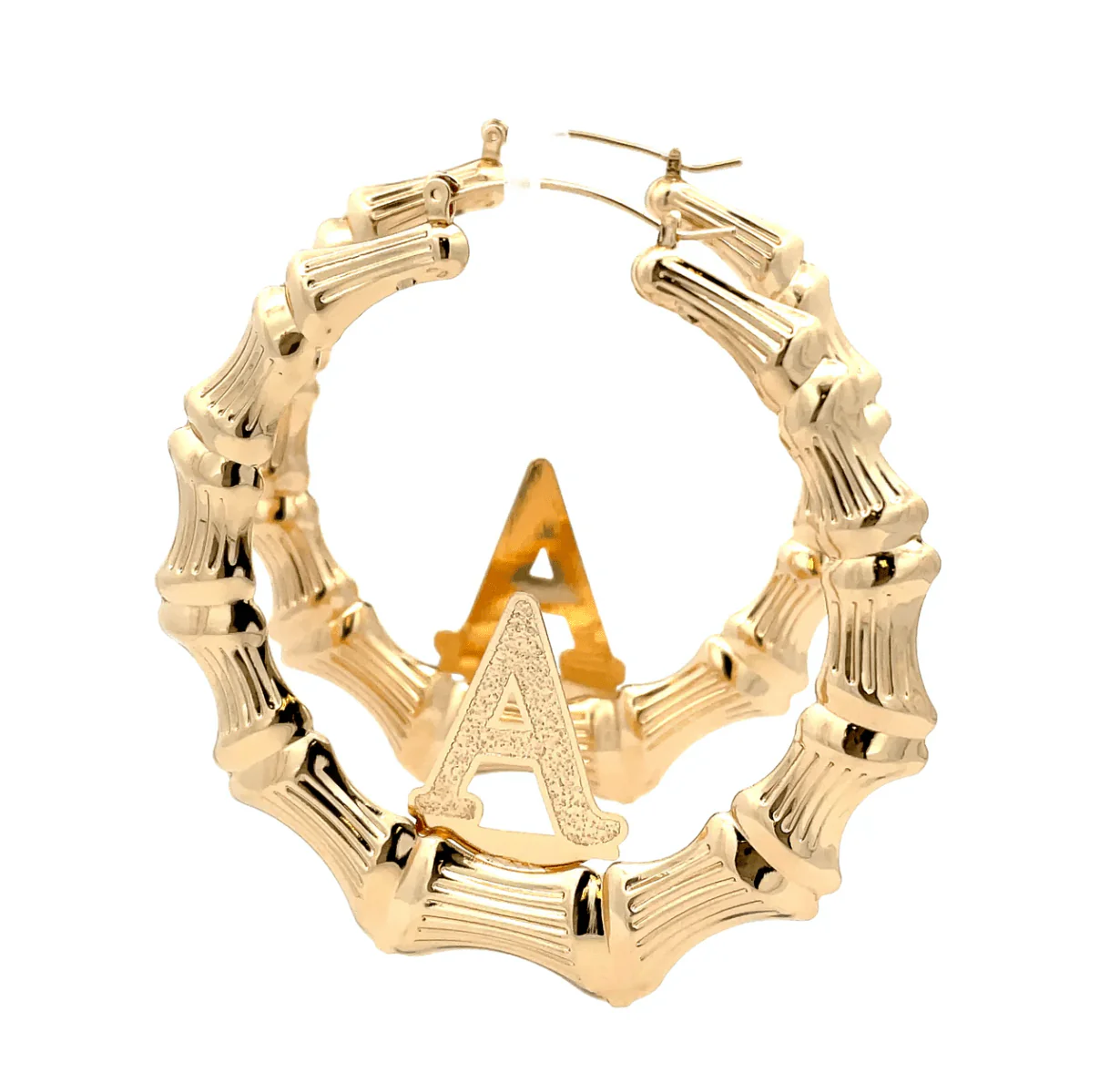 The One Jewelry Large Bamboo Initial Earrings - 70mm