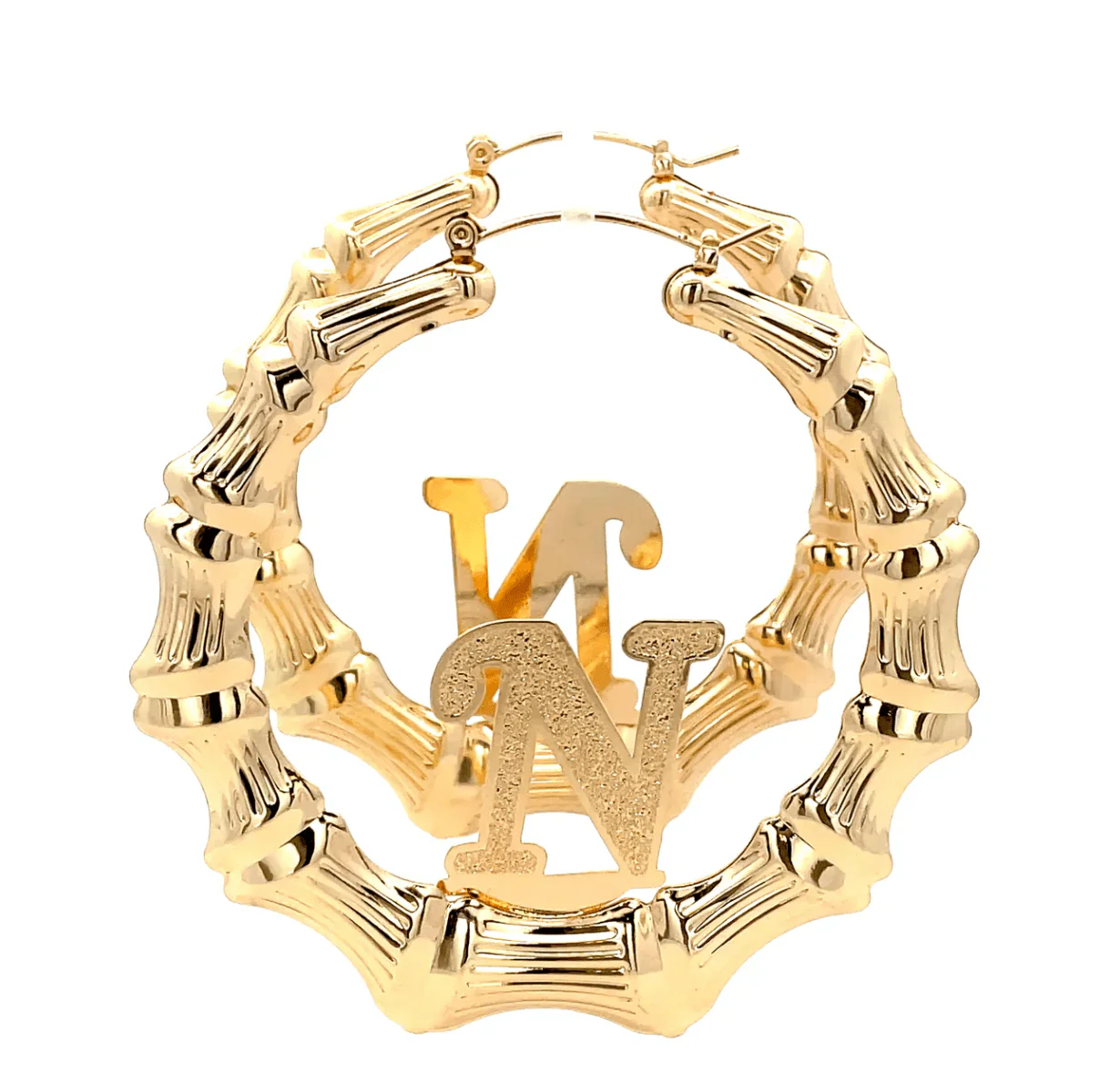 The One Jewelry Large Bamboo Initial Earrings - 70mm - Image 9