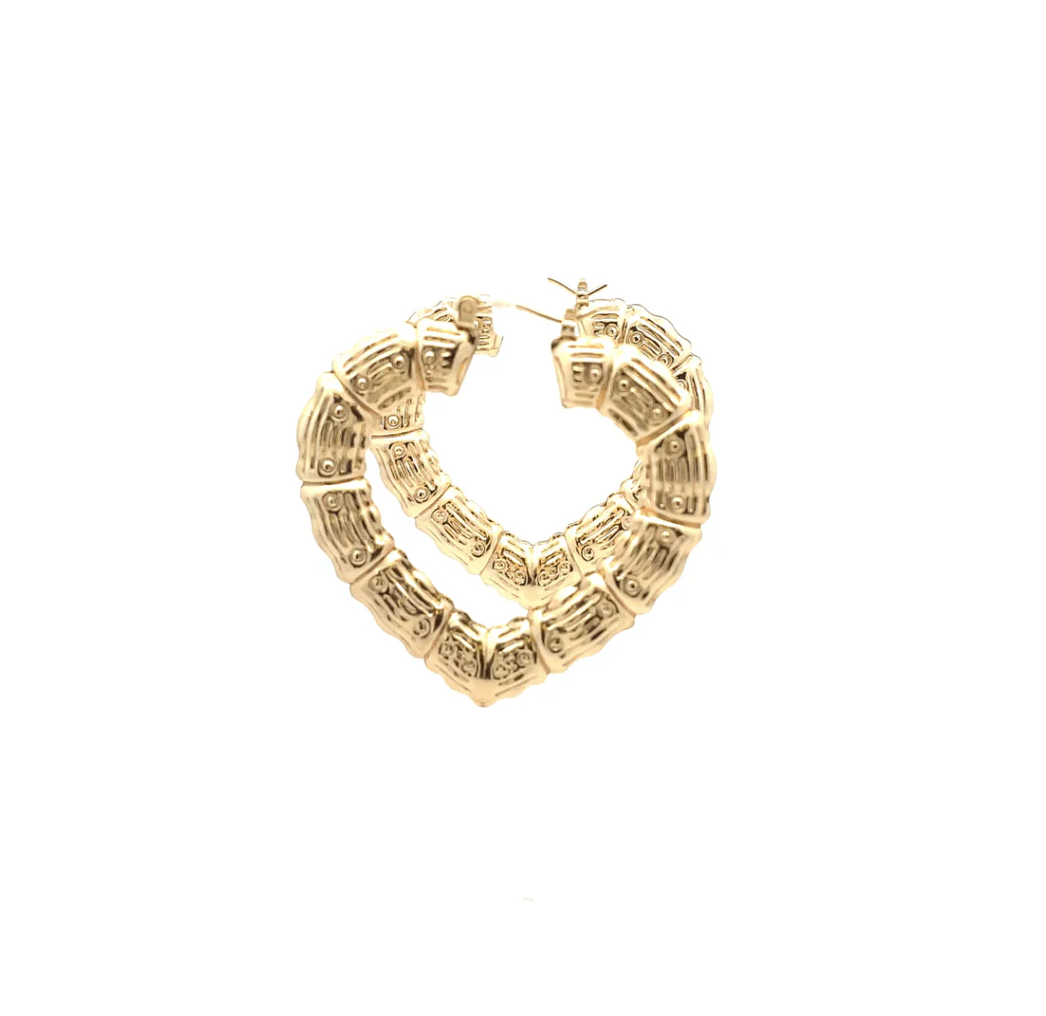The One Jewelry New Bamboo Heart Earrings - Gold Style - Image 3