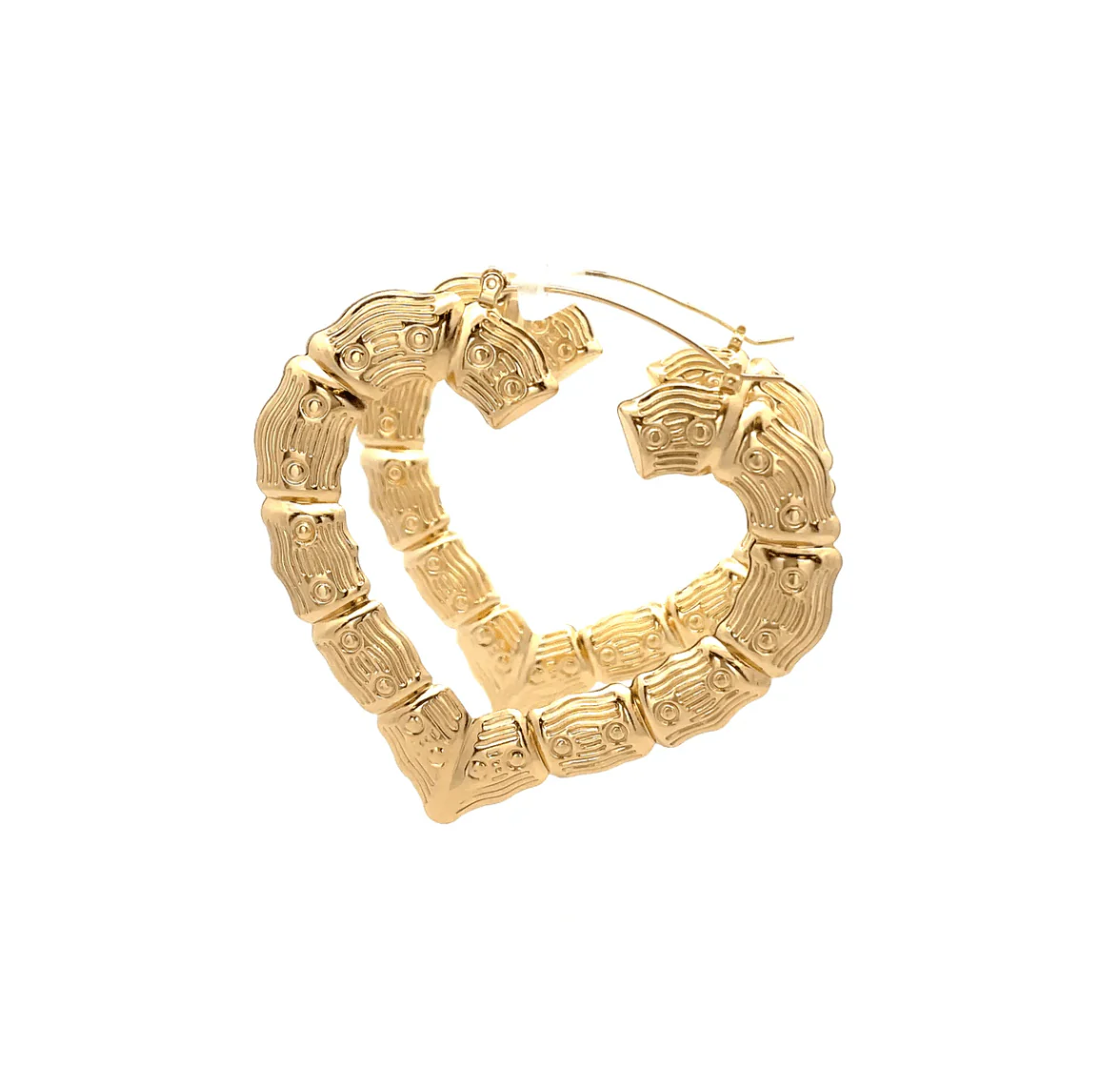 The One Jewelry New Bamboo Heart Earrings - Gold Style - Image 5