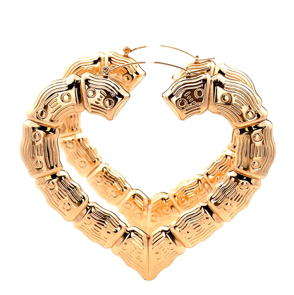 The One Jewelry New Bamboo Heart Earrings - Gold Style - Image 7