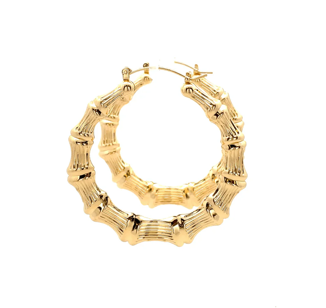 The One Jewelry New Bamboo Hoop Earrings 21mm - Gold Style - Image 4