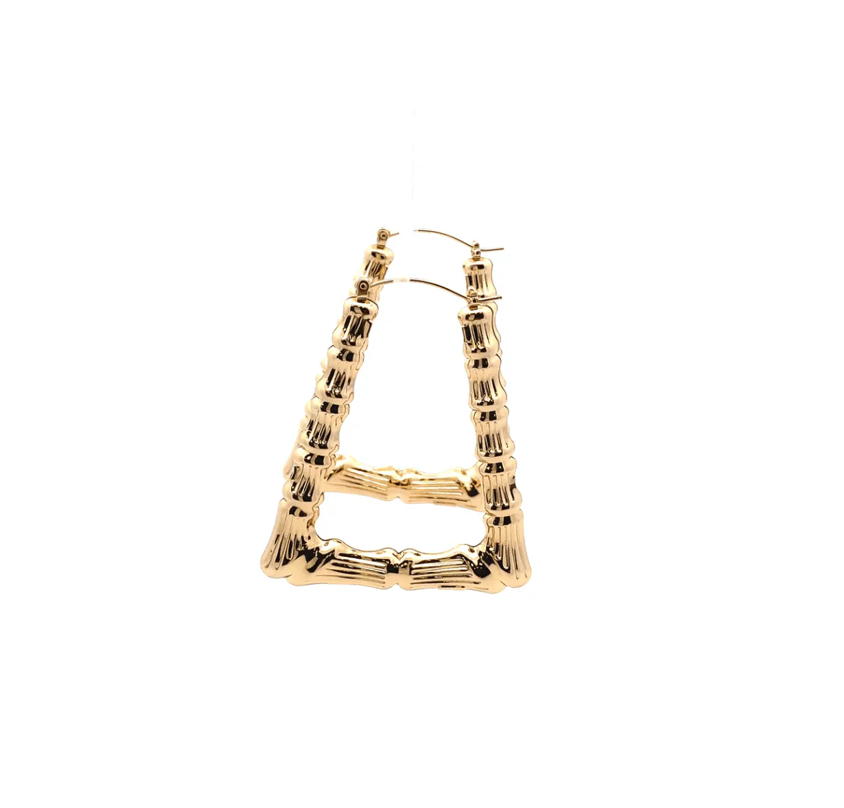 The One Jewelry New Bamboo Rectangle Earrings - Gold Style - Image 2