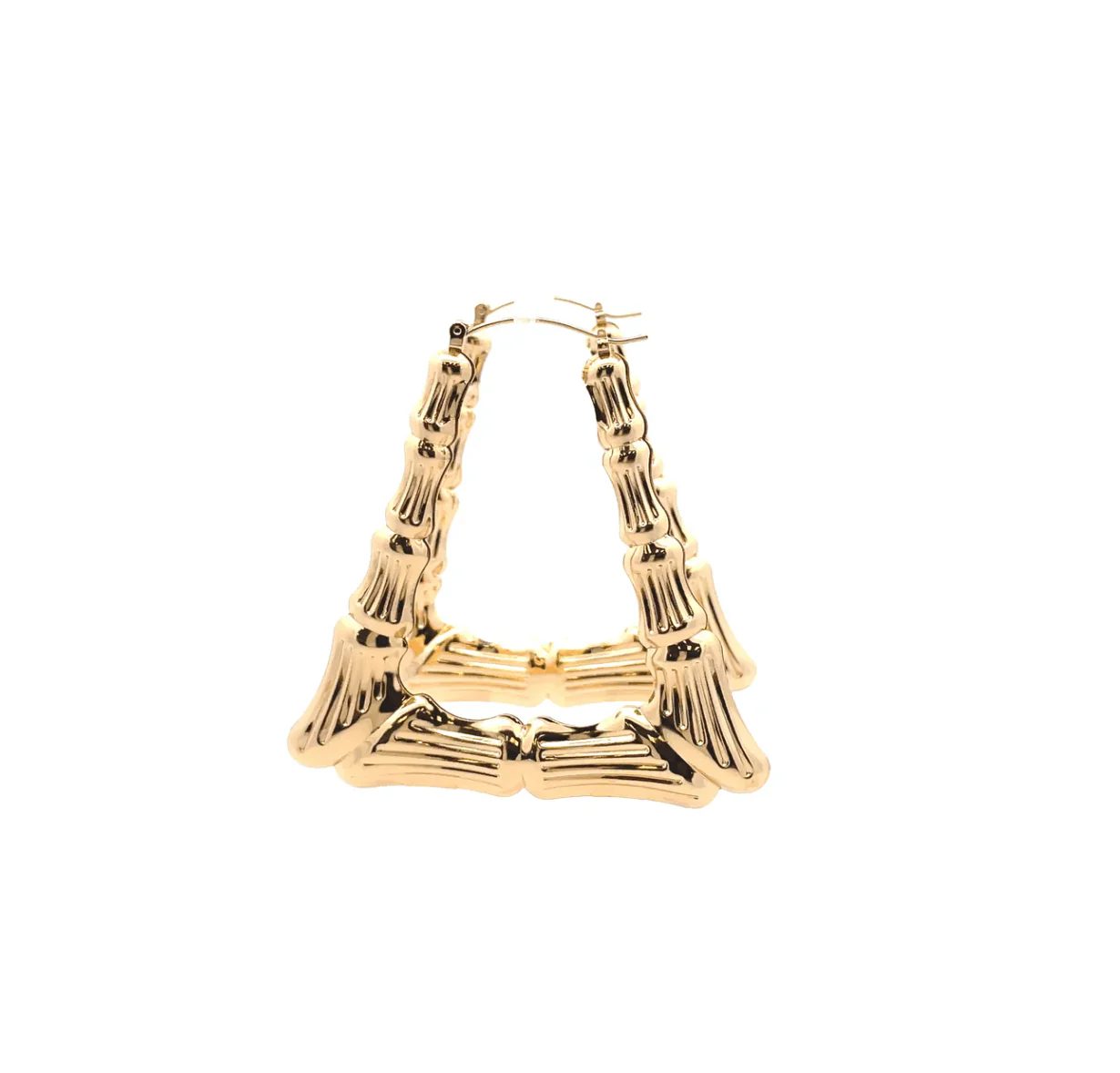 The One Jewelry New Bamboo Rectangle Earrings - Gold Style - Image 3