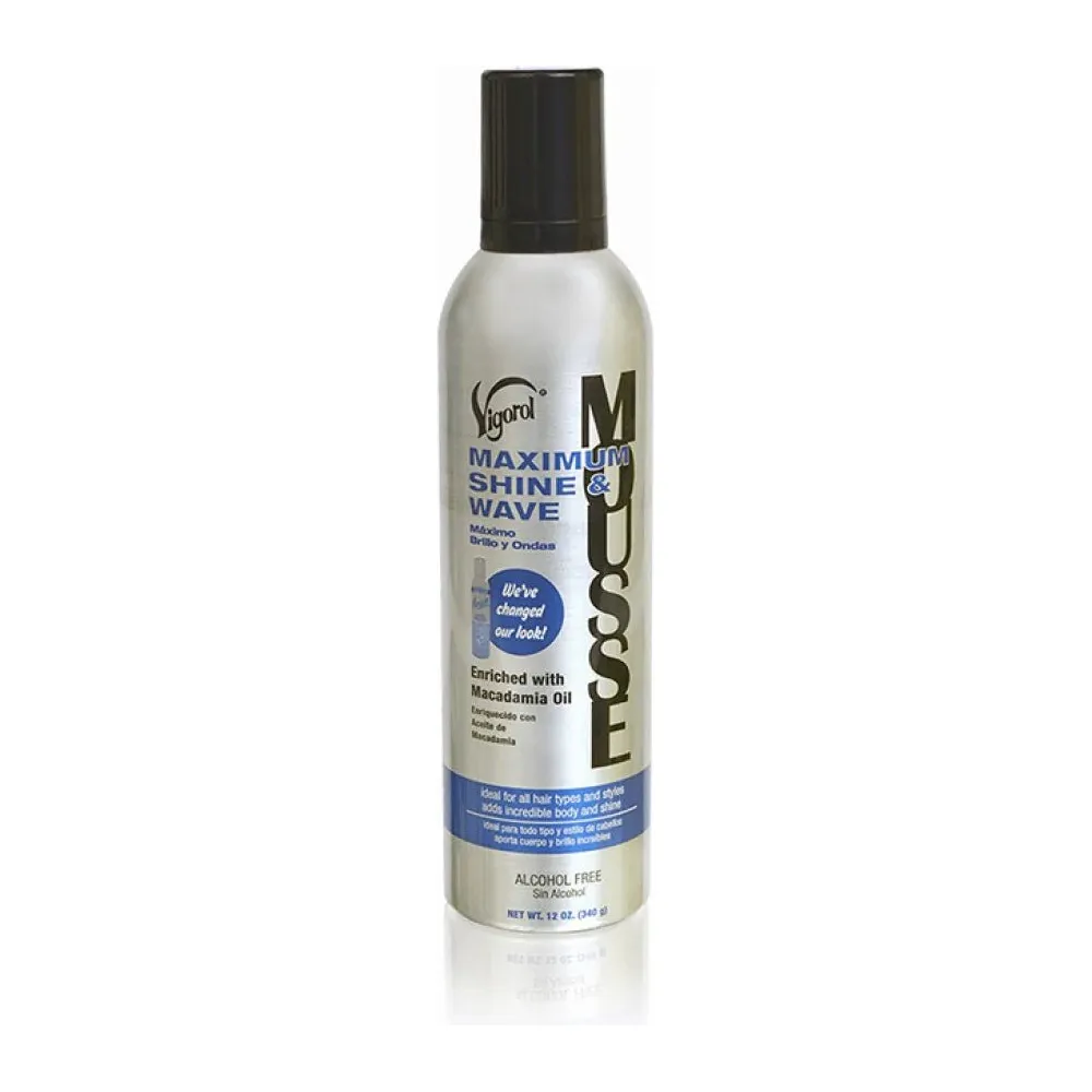 Vigorol Maximum Shine & Wave Mousse - With Macadamia Oil 12 Oz